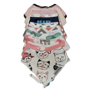 BUNDLE - 11pc Bandana Style Bids Snap Button Girls Feeding Time - Vum In Box +